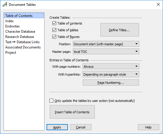how to link table of contents in word with page numbers